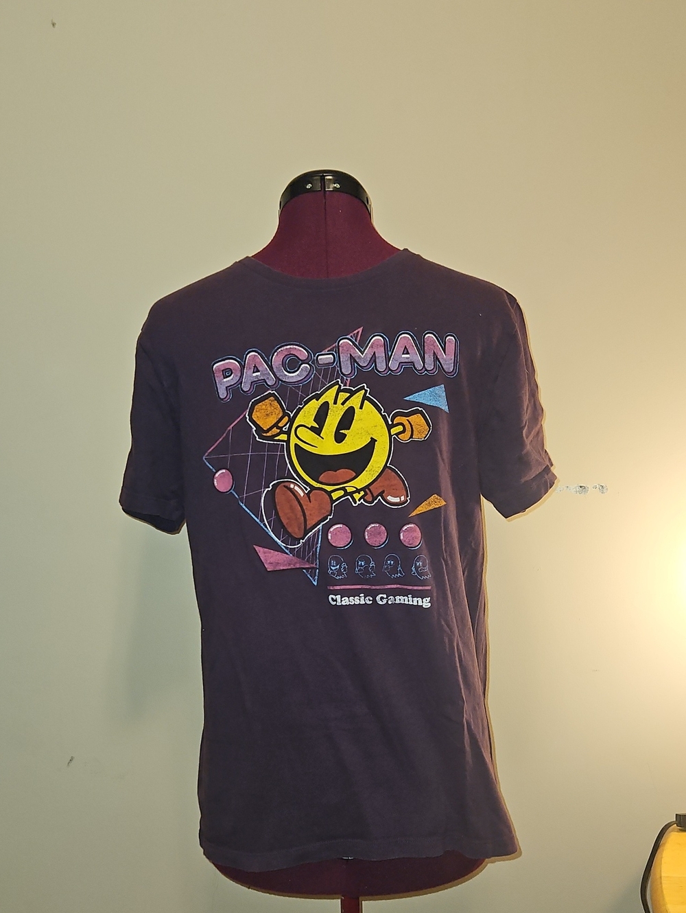 Pac-Man Graphic Tee in Dark Purple with Yellow Accent